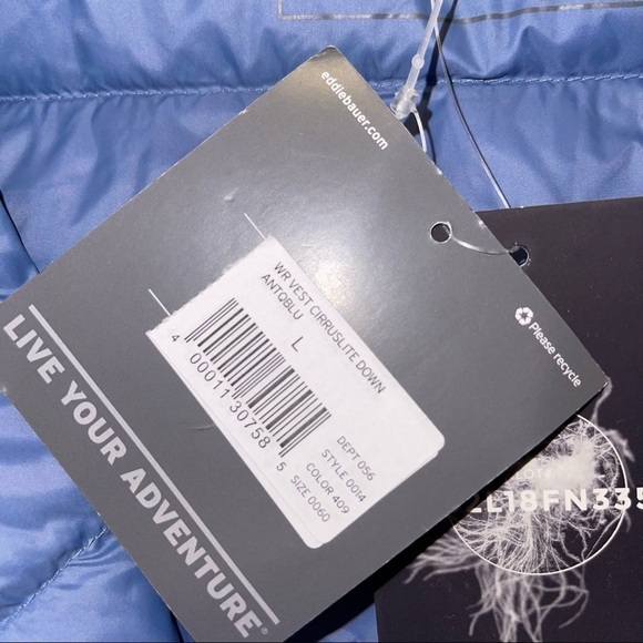 NWT Eddie Bauer Women Vest Blue Down Quilted Puffer Vest Size L - Picture 5 of 7